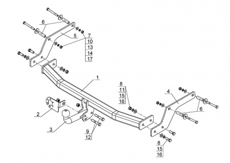 Фаркоп RN 10 для RENAULT Logan II 2014-, Автос, нагрузка 1200/75 кг. БЕЗ подрезки бампера от магазина ФаркопРос